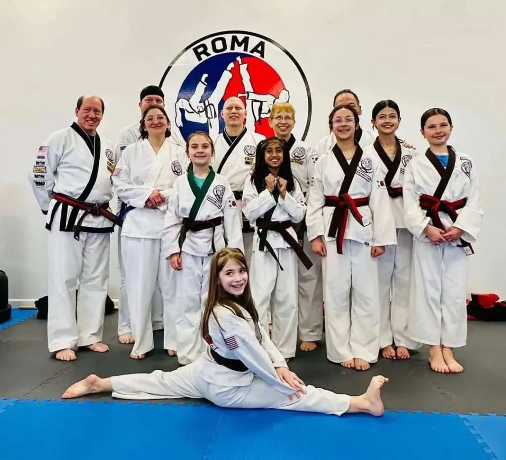 ROMA Tang Soo Do students and instructors group photo after training in basic self defense skills.